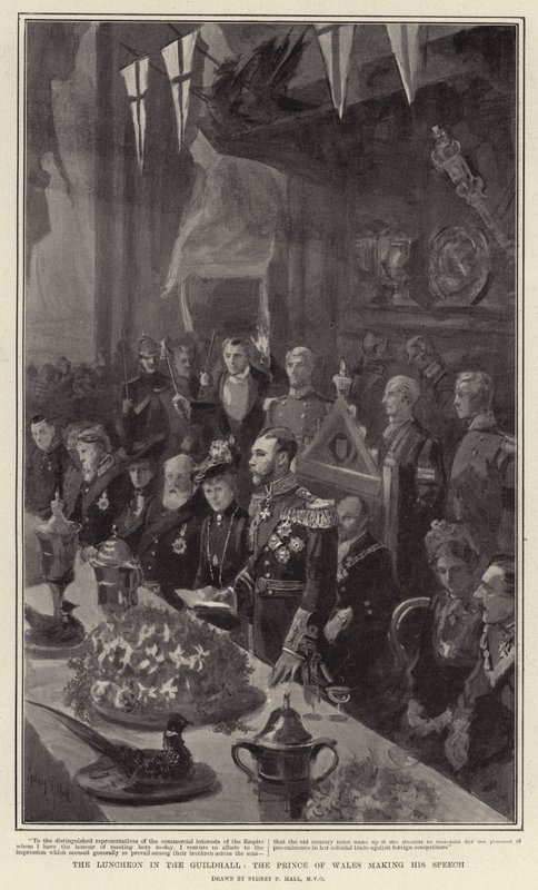 Le Déjeuner dans le Guildhall, le Prince de Galles faisant son Discours - Sydney Prior Hall