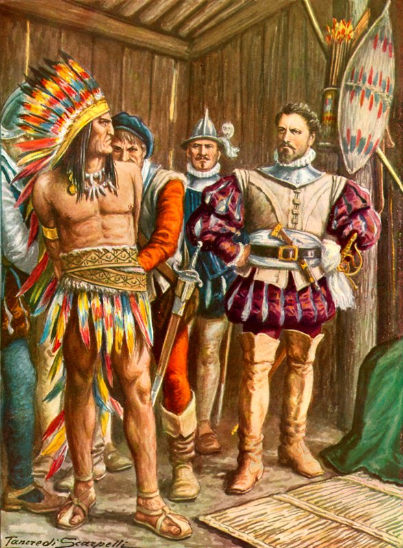 Ferdinando Cortes emprisonnant Montezuma - Tancredi Scarpelli