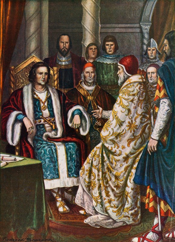 Le roi Pépin, roi des Francs, parlant avec le pape Étienne II, 754 - Tancredi Scarpelli