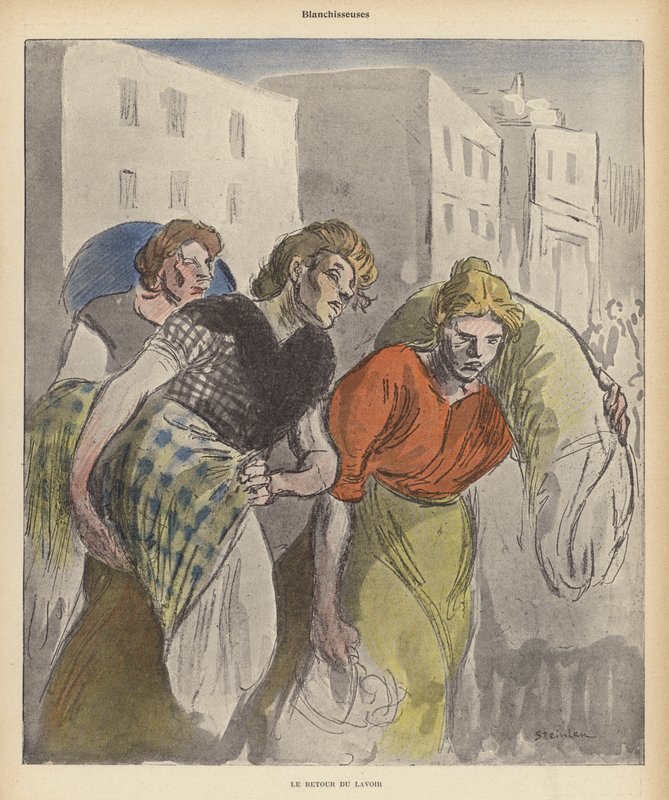 Blanchisseuses revenant de la blanchisserie - Theophile Alexandre (after) Steinlen