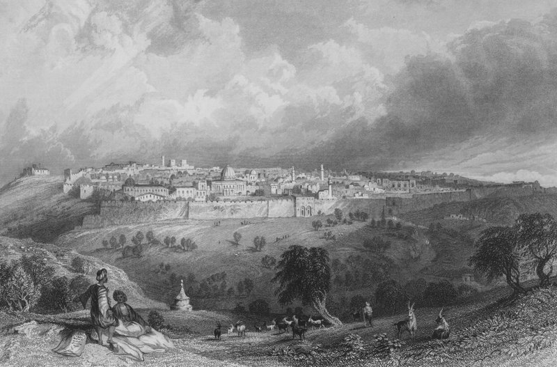 Jérusalem, depuis le mont des Oliviers - Thomas Allom