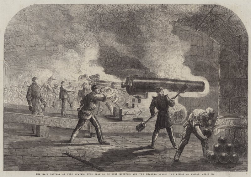 La Batterie Principale à Fort Sumter, Canons pointés sur Fort Moultrie et le Canal pendant l