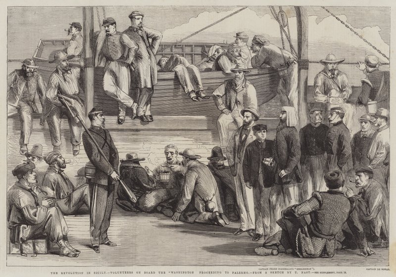 La Révolution en Sicile, volontaires à bord du Washington en route pour Palerme - Thomas Nast