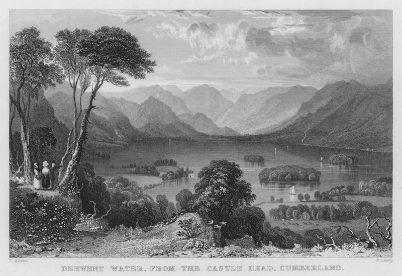 Derwent Water, depuis Castle Head, Cumberland - Thomas (after) Allom