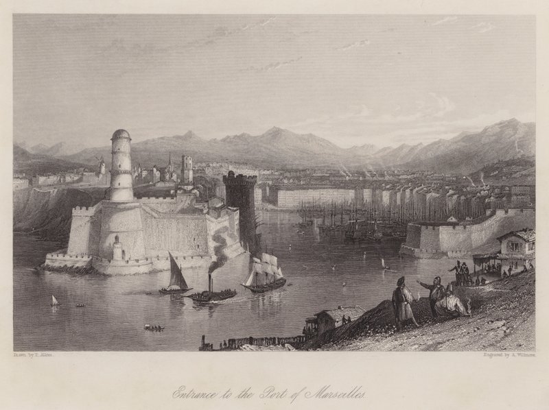 Entrée du port de Marseille (gravure) - Thomas (after) Allom