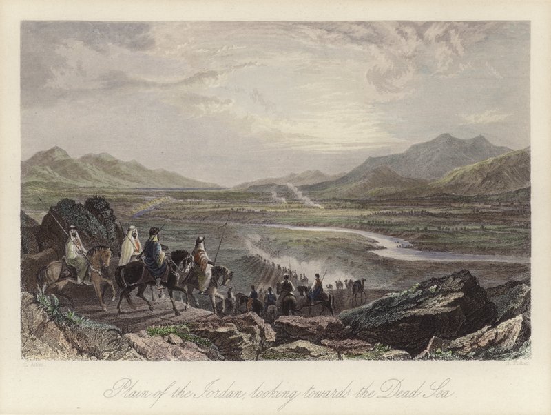 Plaine du Jourdain regardant vers la mer Morte (gravure en couleur) - Thomas (after) Allom
