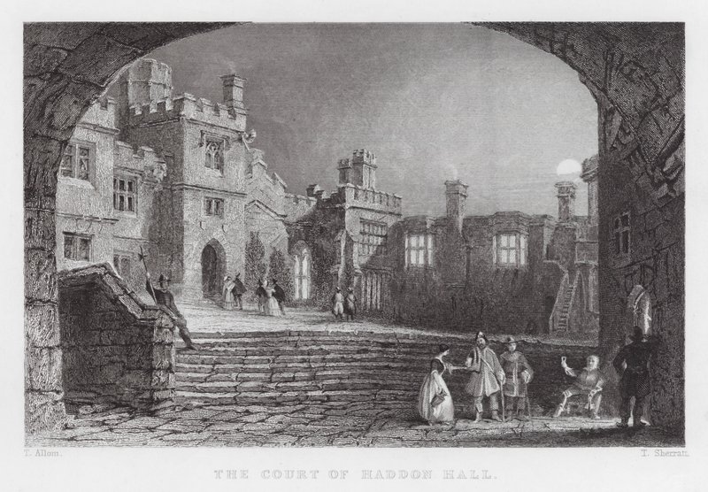 La cour de Haddon Hall (gravure) - Thomas (after) Allom