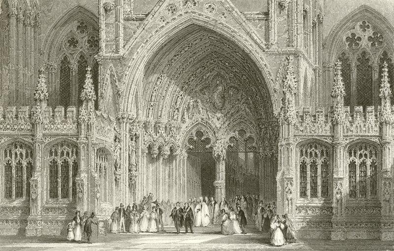 Entrée de la cathédrale de Lincoln - Thomas Allom