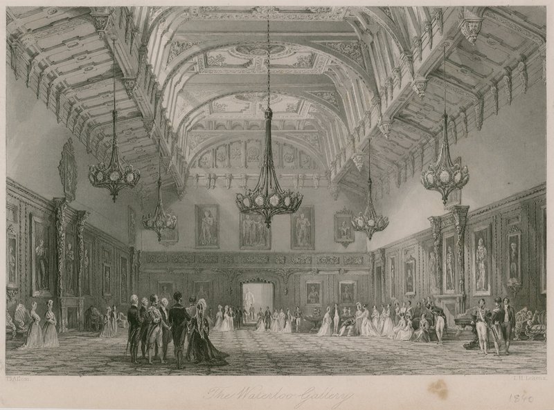 La Galerie de Waterloo, Palais de Buckingham. Publié en 1840 - Thomas Allom