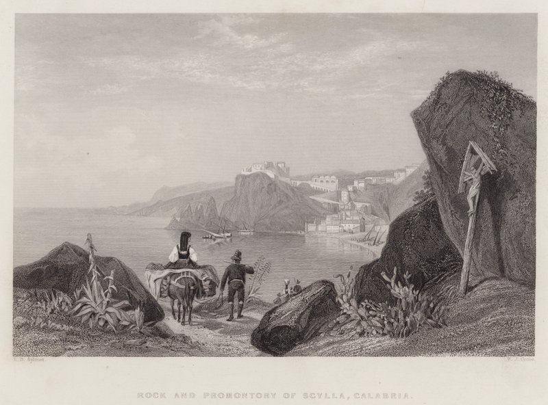 Rocher et promontoire de Scylla, Calabre, Italie (gravure) - Thomas Brabazon Aylmer