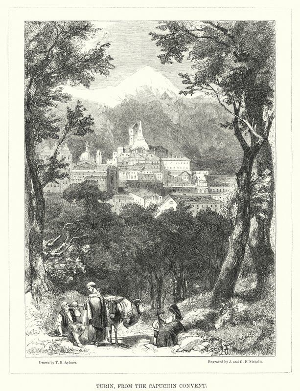 Turin, depuis le couvent des Capucins (gravure) - Thomas Brabazon Aylmer