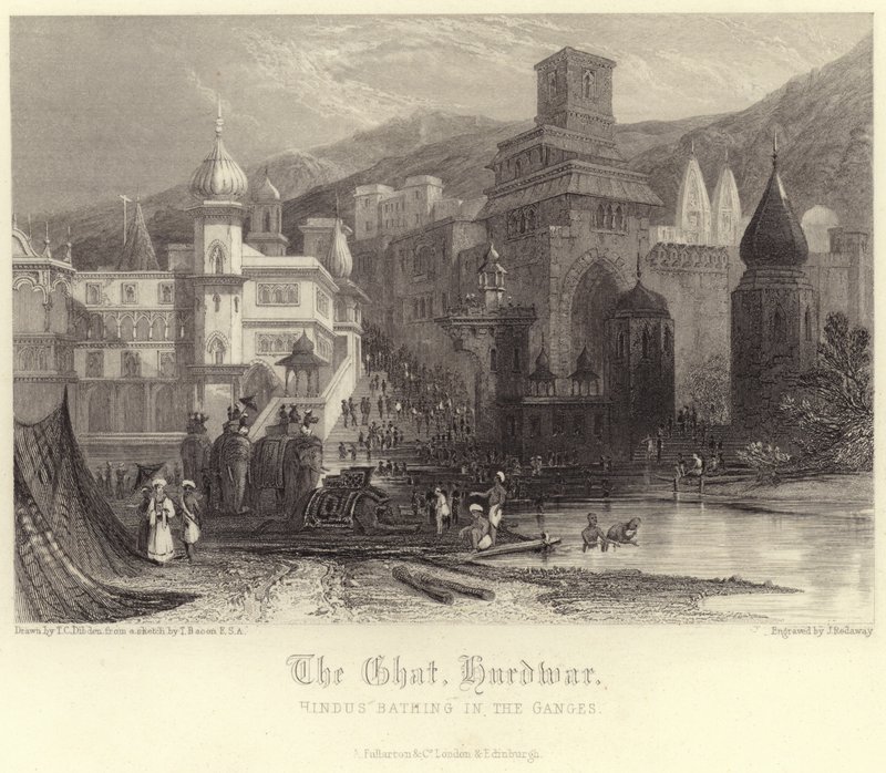 Le Ghat à Hurdwar avec des hindous se baignant dans le Gange - Thomas Colman Dibdin