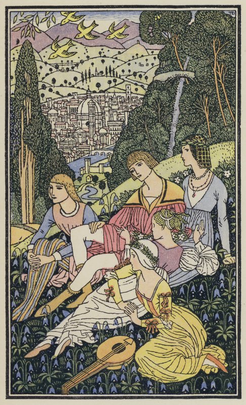 Illustration pour Le Décaméron de Boccace (lithographie couleur) - Thomas Derrick