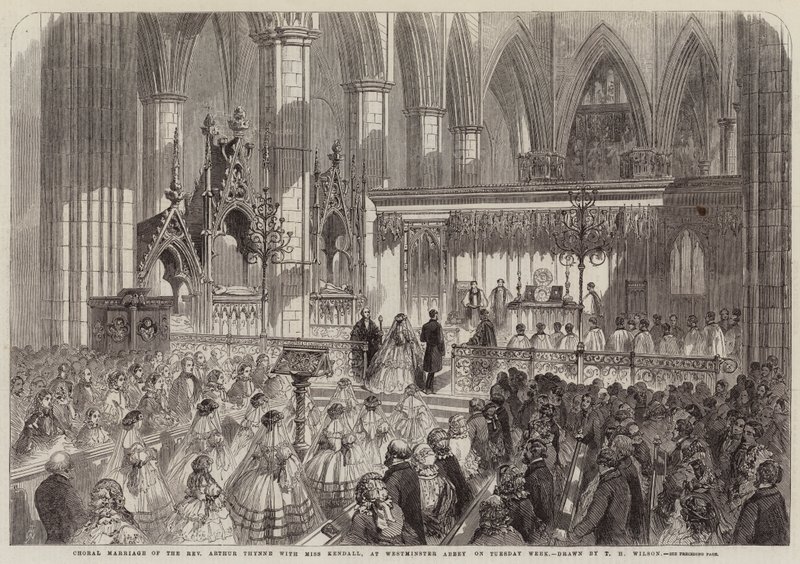 Mariage choral du révérend Arthur Thynne avec Mlle Kendall, à l