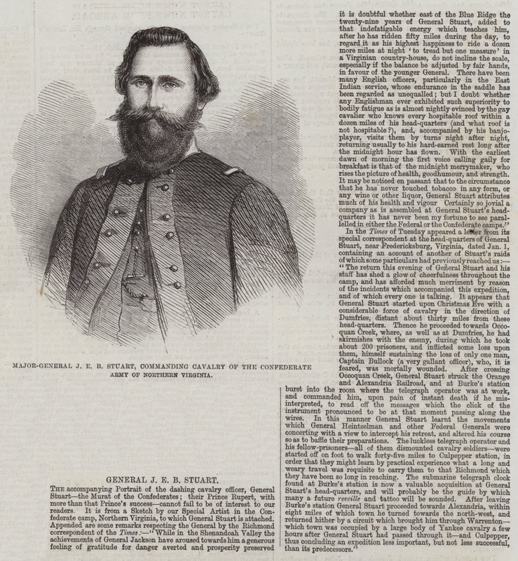 Major-Général J E B Stuart, commandant la cavalerie de l
