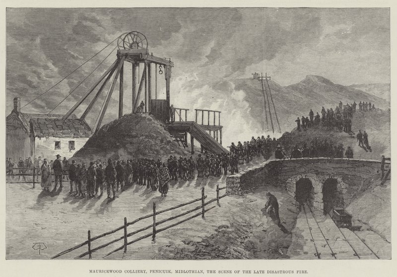 Mine de Mauricewood, Penicuik, Midlothian, scène du récent incendie désastreux - Thomas Harrington Wilson