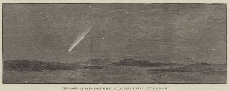 La comète vue du HMS Orion, lac Timsah, 1er octobre, 4h30 du matin - Thomas Harrington Wilson