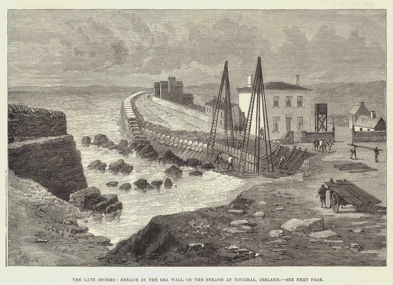 Les dernières tempêtes, brèche dans la digue sur le Strand à Youghal, Irlande - Thomas Harrington Wilson