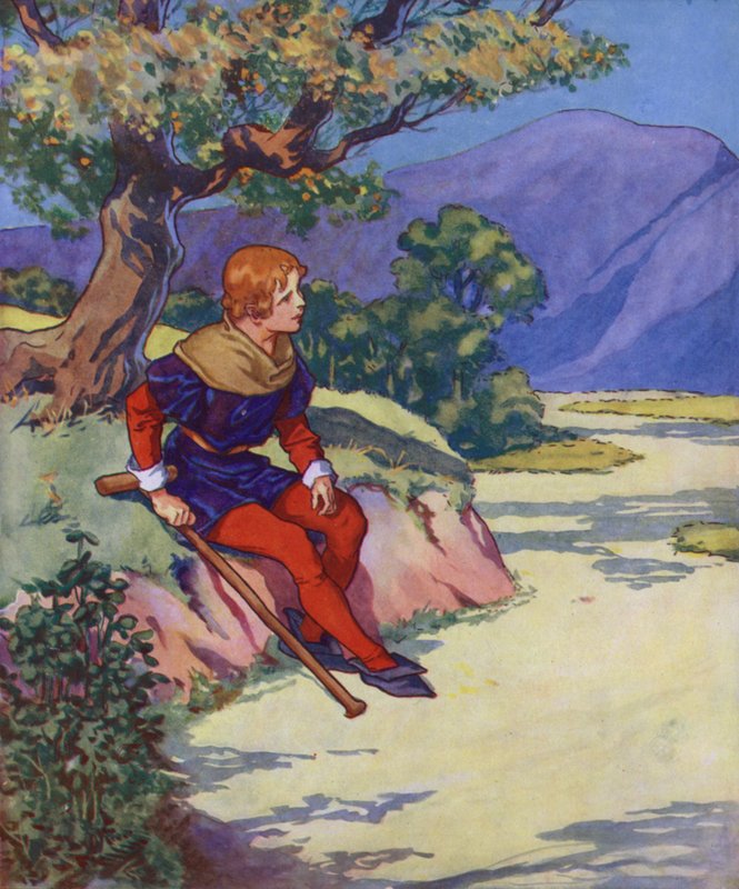 Illustration pour Le joueur de flûte de Hamelin (lithographie couleur) - Thomas Heath Robinson