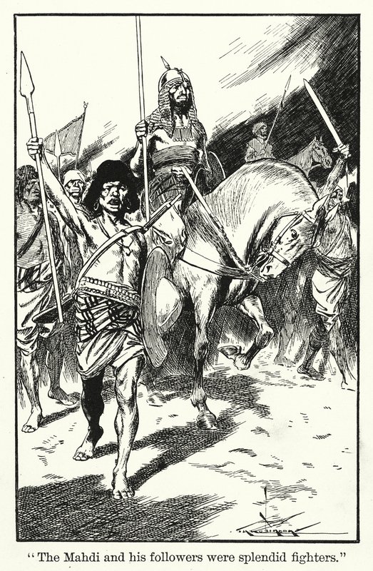 "Le Mahdi et ses partisans étaient de splendides combattants" (litho) - Thomas Heath Robinson