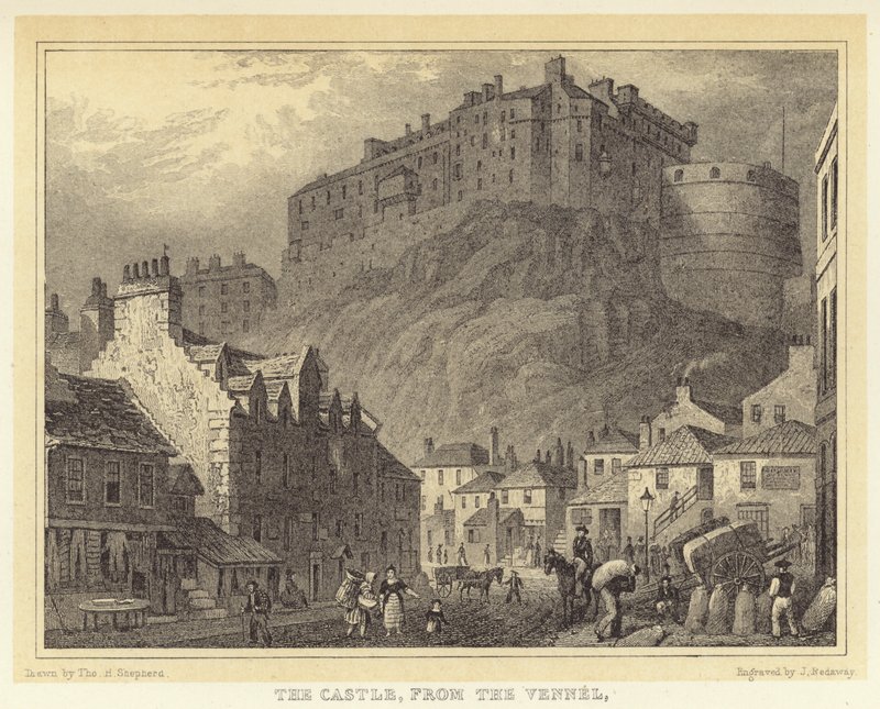 Le château, depuis le Vennel (gravure) - Thomas Hosmer (after) Shepherd