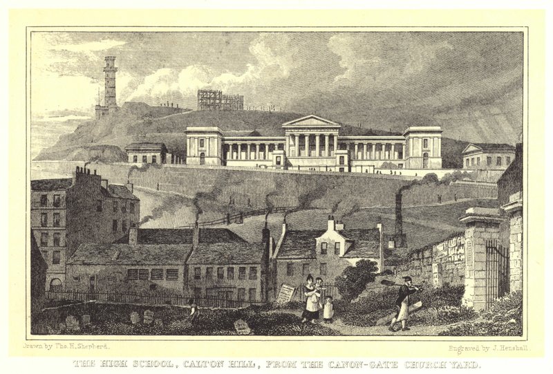Le lycée, Calton Hill, depuis le cimetière de l
