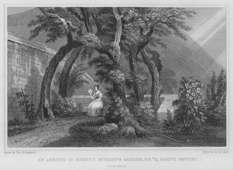 Une tonnelle dans le jardin de Regent Murray, ou Bower de la reine Marie, Édimbourg - Thomas Hosmer Shepherd