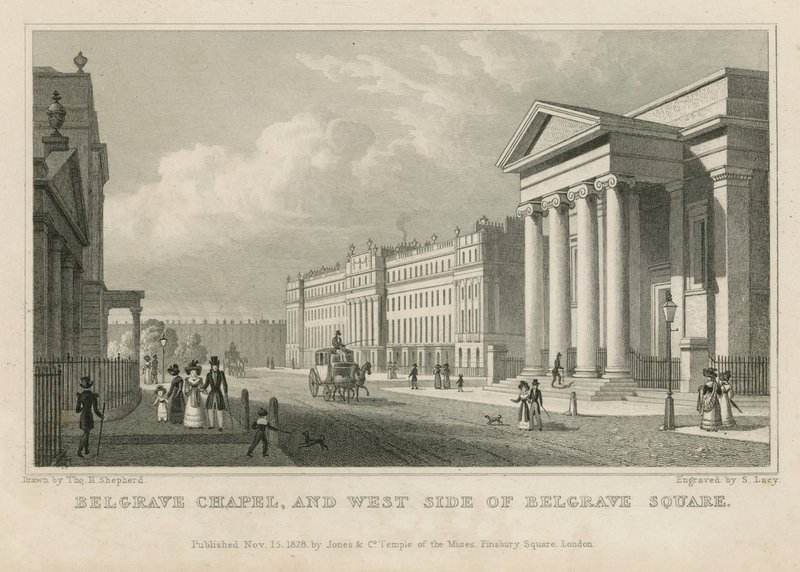 Chapelle de Belgrave et le côté ouest de Belgrave Square - Thomas Hosmer Shepherd