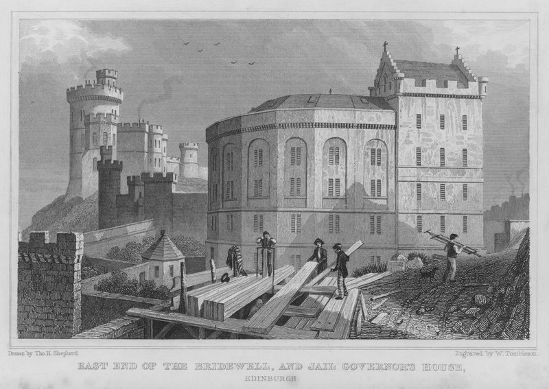 Extrémité est du Bridewell et maison du gouverneur de la prison, Édimbourg (gravure) - Thomas Hosmer Shepherd