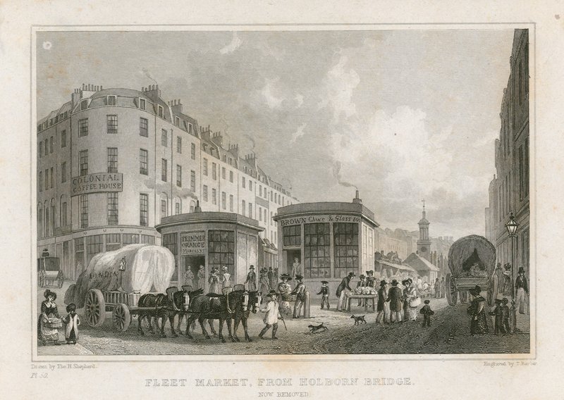 Marché de la flotte depuis le pont de Holborn (maintenant enlevé) - Thomas Hosmer Shepherd