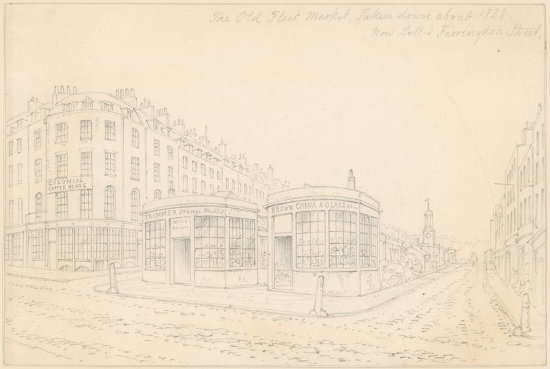 Marché de la flotte depuis le pont de Holborn (maintenant supprimé) - Thomas Hosmer Shepherd