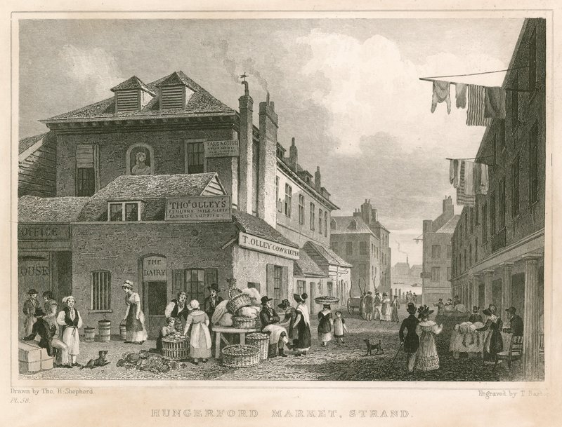Marché de Hungerford, près des bâtiments de York, The Strand, Londres - Thomas Hosmer Shepherd