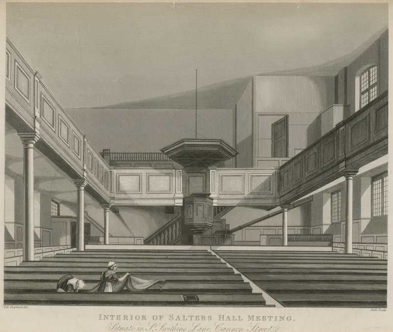 Intérieur de la salle de réunion de Salters Hall, située dans St Swithins Lane, Cannon Street, Londres - Thomas Hosmer Shepherd