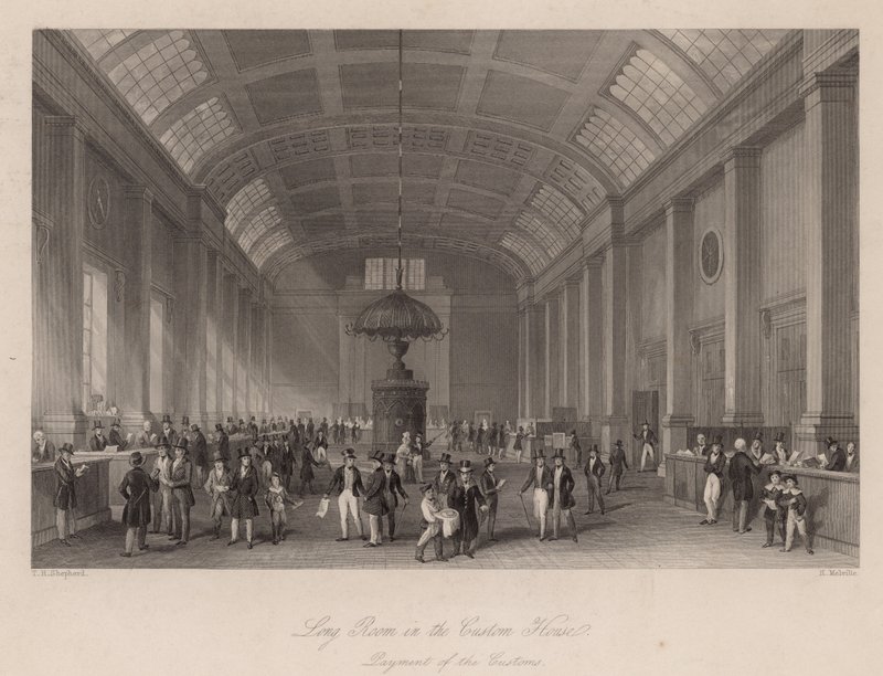 Grande Salle de la Douane à Londres, pour le paiement des droits de douane - Thomas Hosmer Shepherd