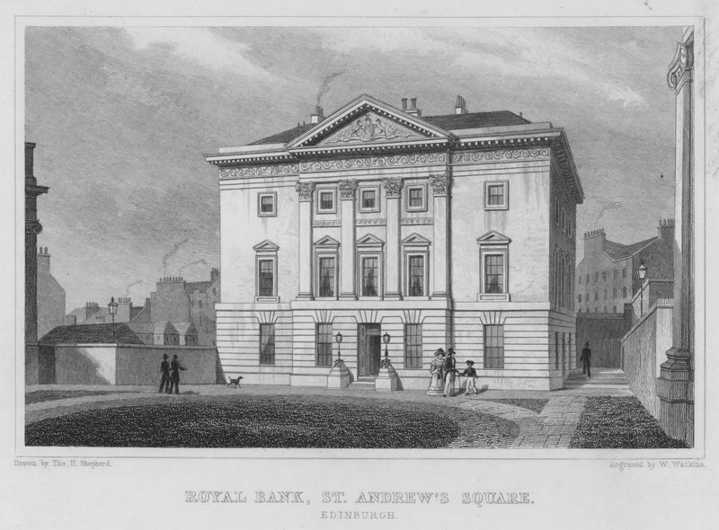 Banque Royale, place St Andrew, Édimbourg (gravure) - Thomas Hosmer Shepherd
