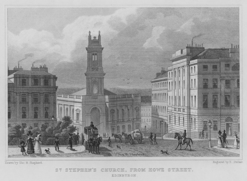 Église Saint-Étienne, depuis Howe Street, Édimbourg (gravure) - Thomas Hosmer Shepherd