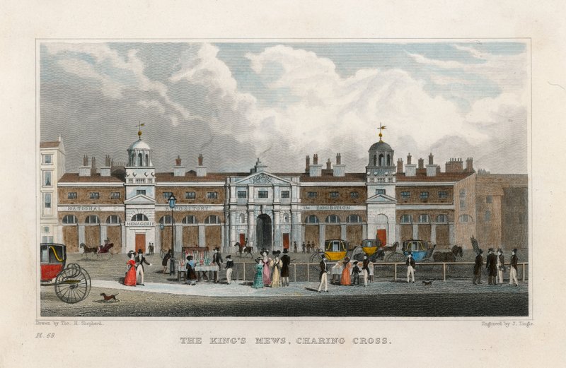Les Écuries Royales, Charing Cross. Domicile temporaire de la Ménagerie d
