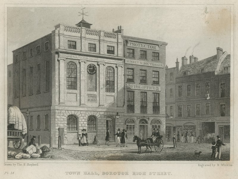 Hôtel de ville, Borough High Street (gravure) - Thomas Hosmer Shepherd