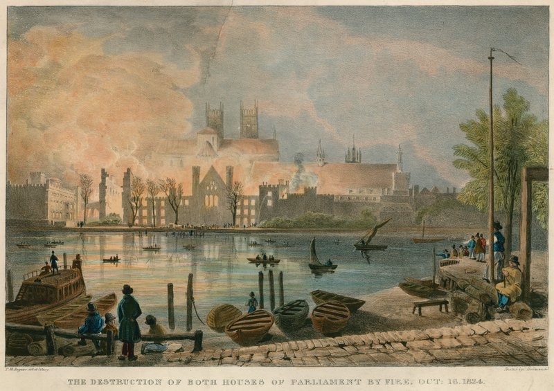 La destruction par le feu des Chambres du Parlement par le feu le 16 octobre 1834 - Thomas Mann Baynes