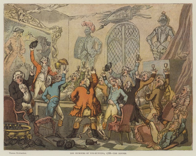 Les Humeurs de la Chasse au Renard, 1788, le Dîner - Thomas Rowlandson