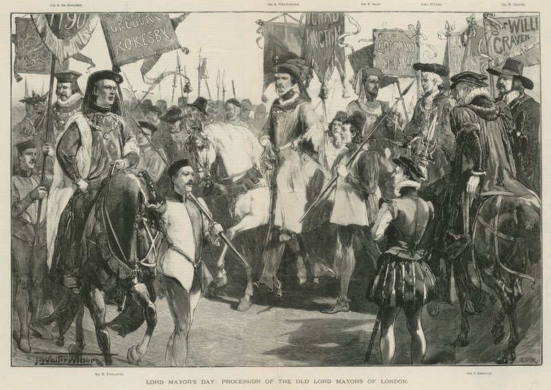 Jour du maire : Procession des anciens lords-maires de Londres (litho) - Thomas Walter Wilson