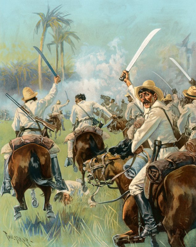 Une charge de cavalerie cubaine armée de machettes - Thure de Thulstrup