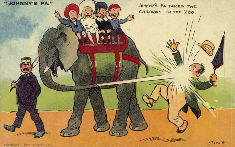 Enfants et leur père au zoo - Tom Browne