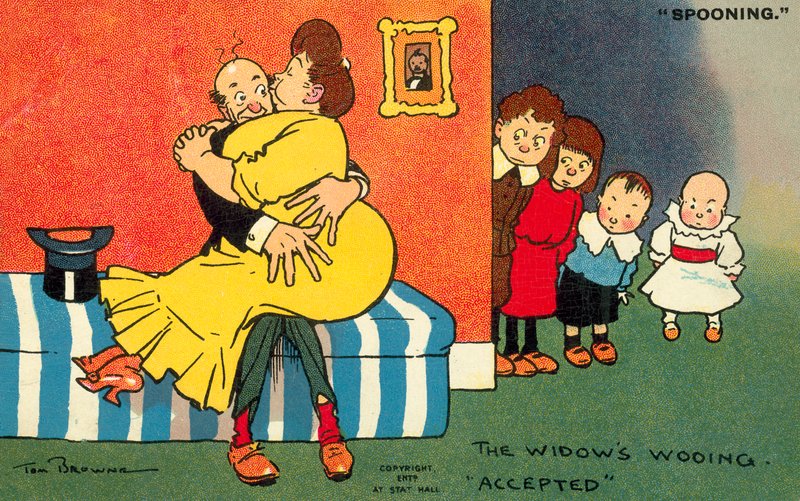 La veuve courtisée accepte (chromolitho) - Tom Browne
