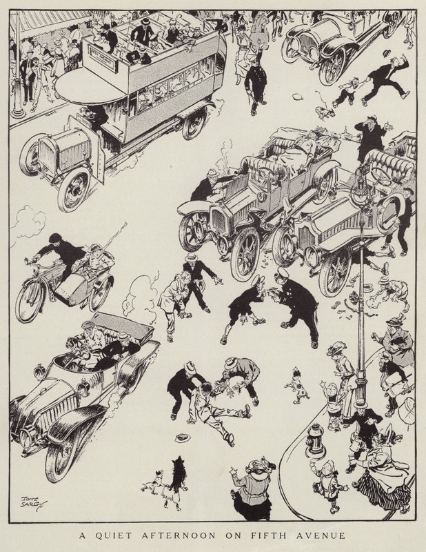 Après-midi tranquille sur la Cinquième Avenue, New York (lithographie) - Tony Sarg