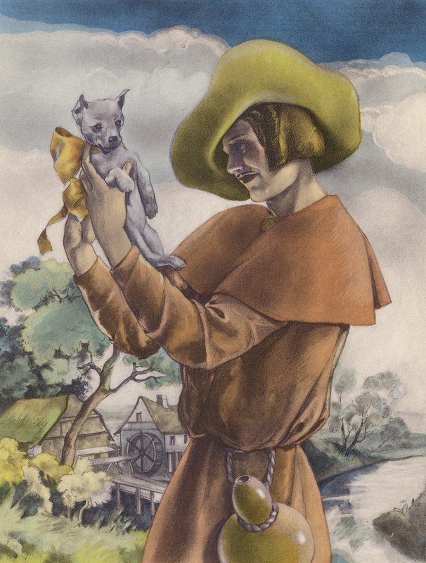 Brunelleschi illustration for Contes et Nouvelles de La Fontaine (colour litho) - Umberto (after) Brunelleschi