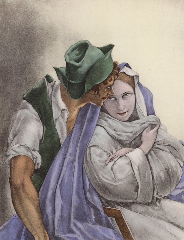 Brunelleschi illustration for Contes et Nouvelles de La Fontaine (colour litho) - Umberto (after) Brunelleschi