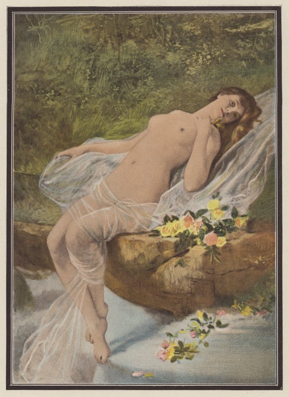 Femme avec des fleurs - Vlaho Bukovac