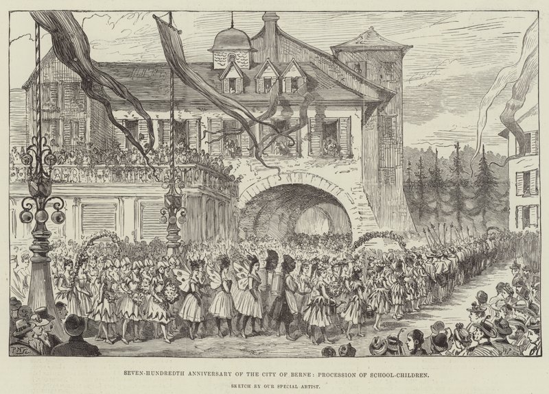 Sept-centième anniversaire de la ville de Berne, procession des écoliers - Walter Paget
