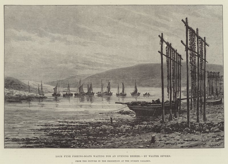 Bateaux de pêche de Loch Fyne attendant une brise du soir - Walter Severn